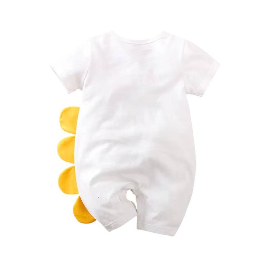 Baby Cotton Short Sleeve Romper with 3D Crocodile Print