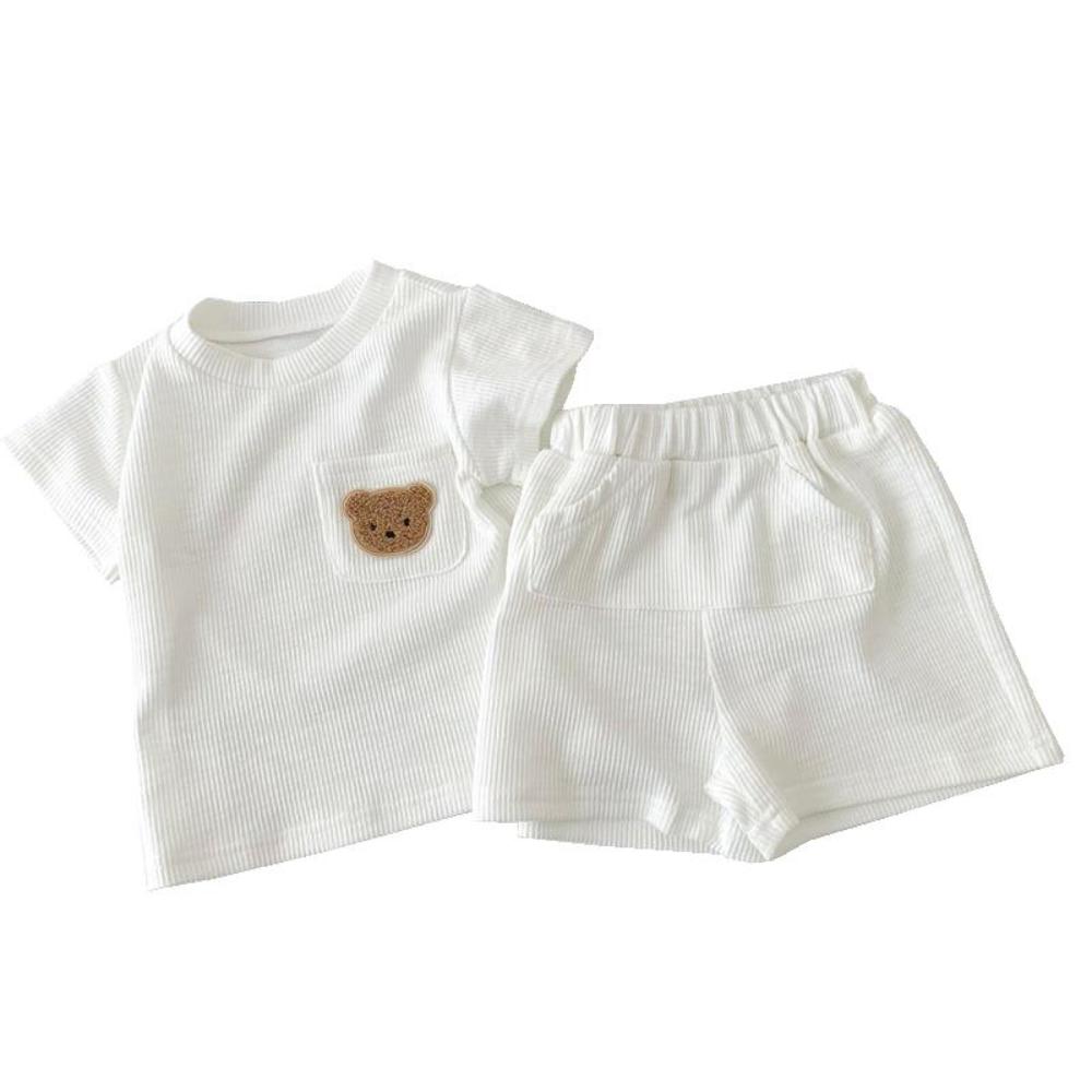 Toddler Cotton Outfit Bear Pocket Top and Shorts Set