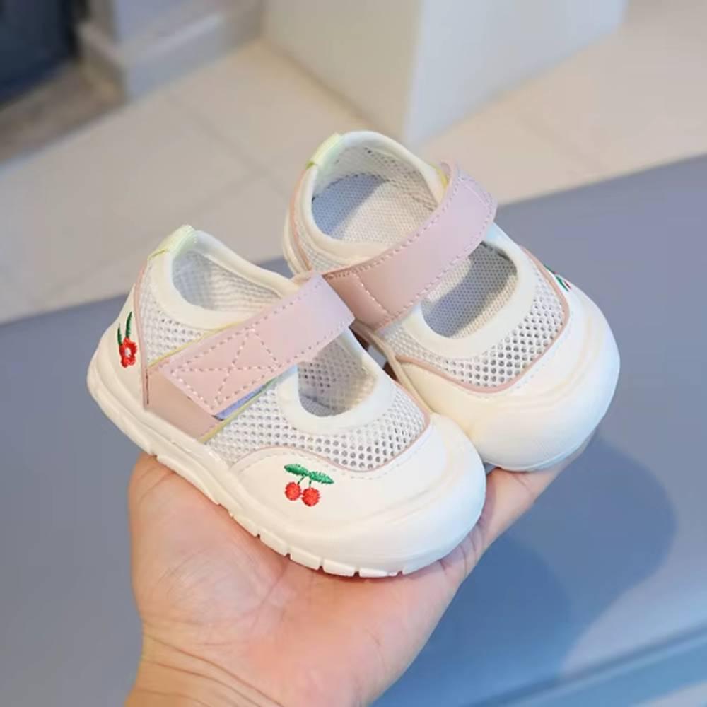 Girls Summer Mesh Cherry Sandals Soft Sole Anti-Slip Shoes