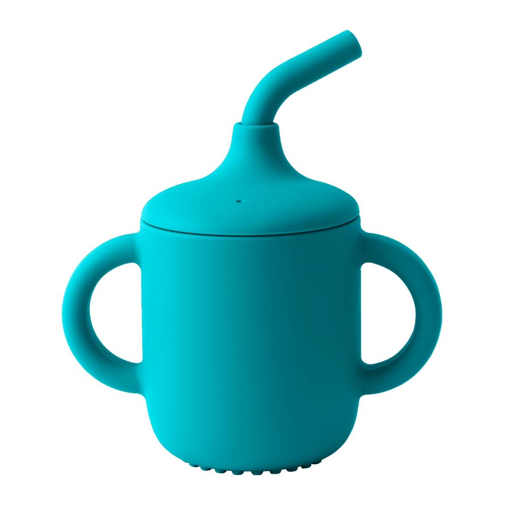 Silicone Baby Sippy Cup with Straw and Handles