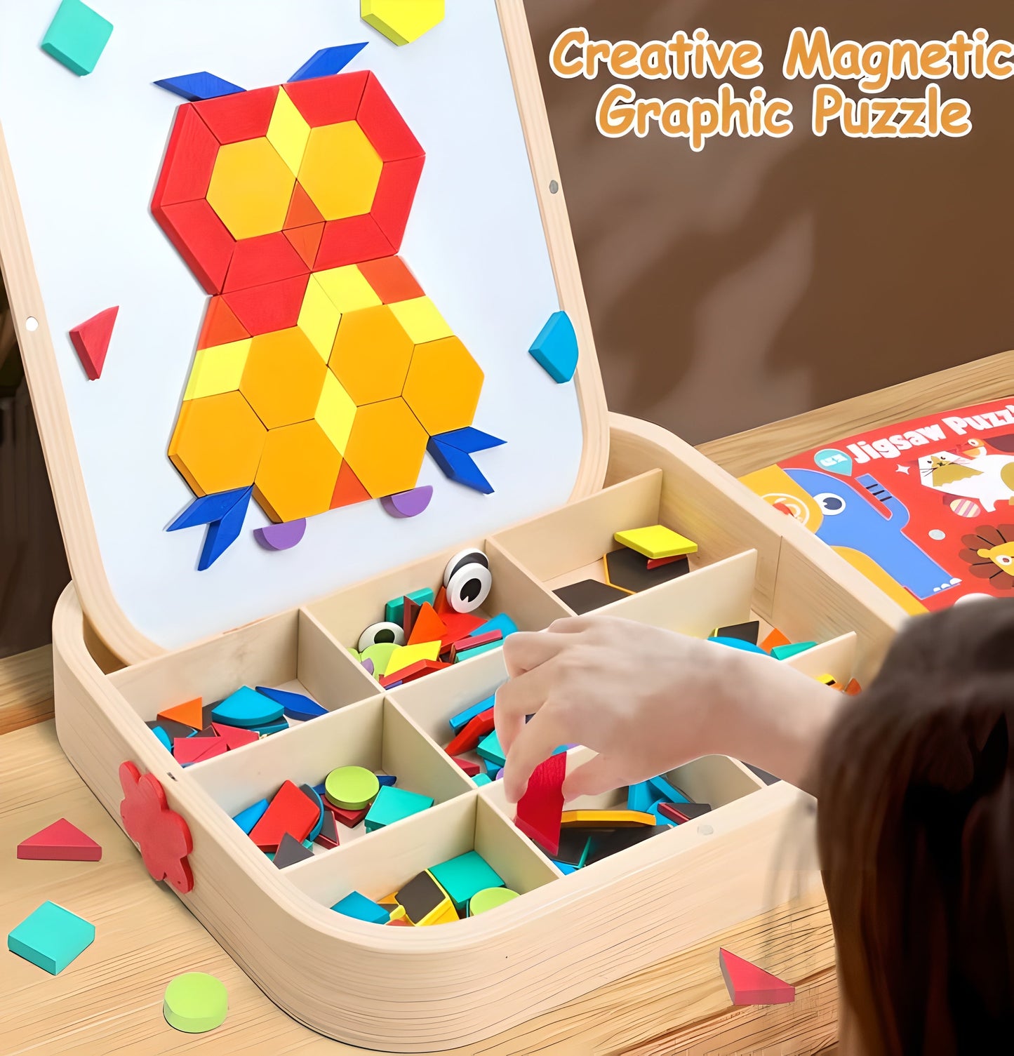 Montessori Magnetic Mosaic in a Wooden Box