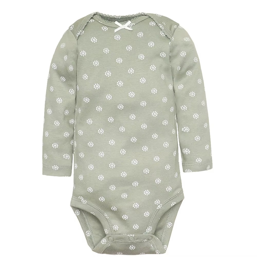 Short & Long Sleeves 5-Pack Bodysuits Baby Girl Onesies 100% Cotton Pastel Colors