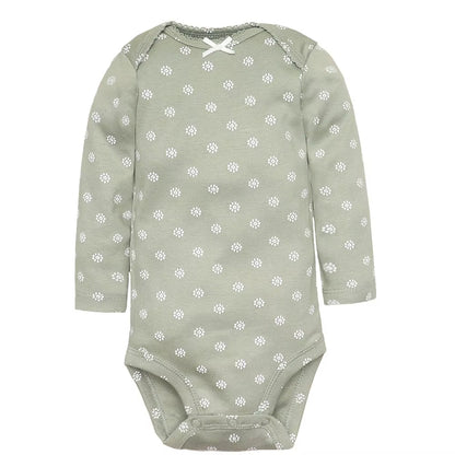 Short & Long Sleeves 5-Pack Bodysuits Baby Girl Onesies 100% Cotton Pastel Colors
