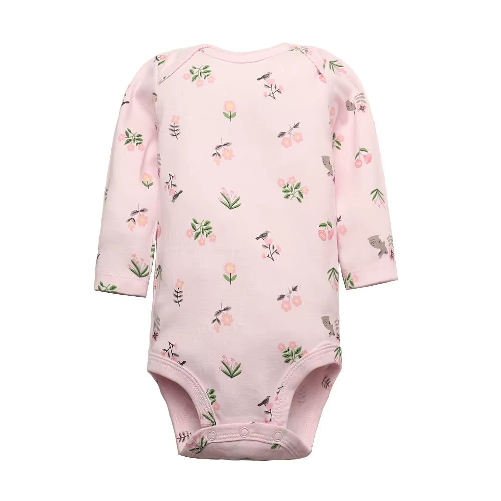 Long & Short Sleeves 5-Pack Baby Girl Onesies 100% Cotton Floral Print