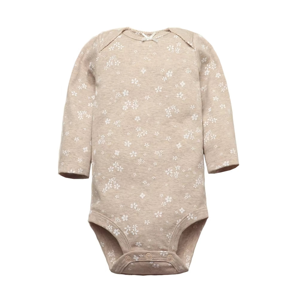 Long & Short Sleeves 5-Pack Baby Girl Onesies 100% Cotton Floral Print