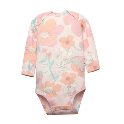 Long & Short Sleeves 5-Pack Baby Girl Onesies 100% Cotton Floral Print