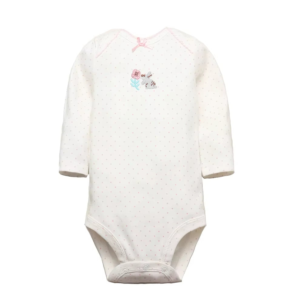 Long & Short Sleeves 5-Pack Baby Girl Onesies 100% Cotton Floral Print