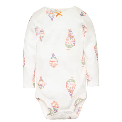 Long & Short Sleeves 5-Pack Baby Girl Onesies 100% Cotton Pastel & Warm Tones