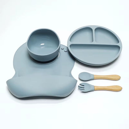 5pcs Children's Silicone Dinner Plate Set Anti-Fall