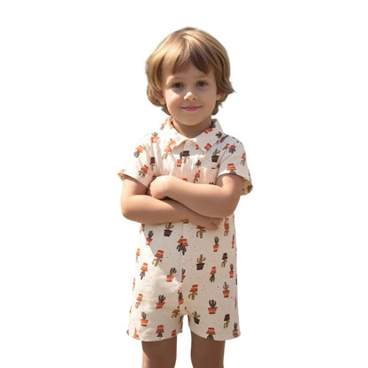 Baby Boy Cotton Romper Summer Jumpsuit Short Sleeve for 3-24 Months