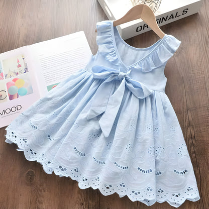 Girl Floral Princess Elegant Blue Dress