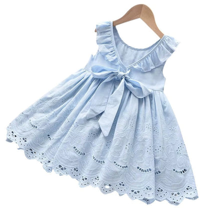 Girl Floral Princess Elegant Blue Dress