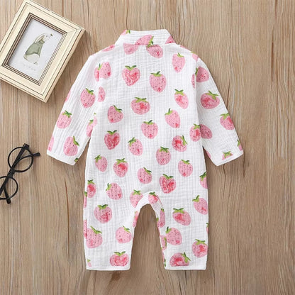 Baby Girl Kimono Romper Newborn Infant Strawberry Print