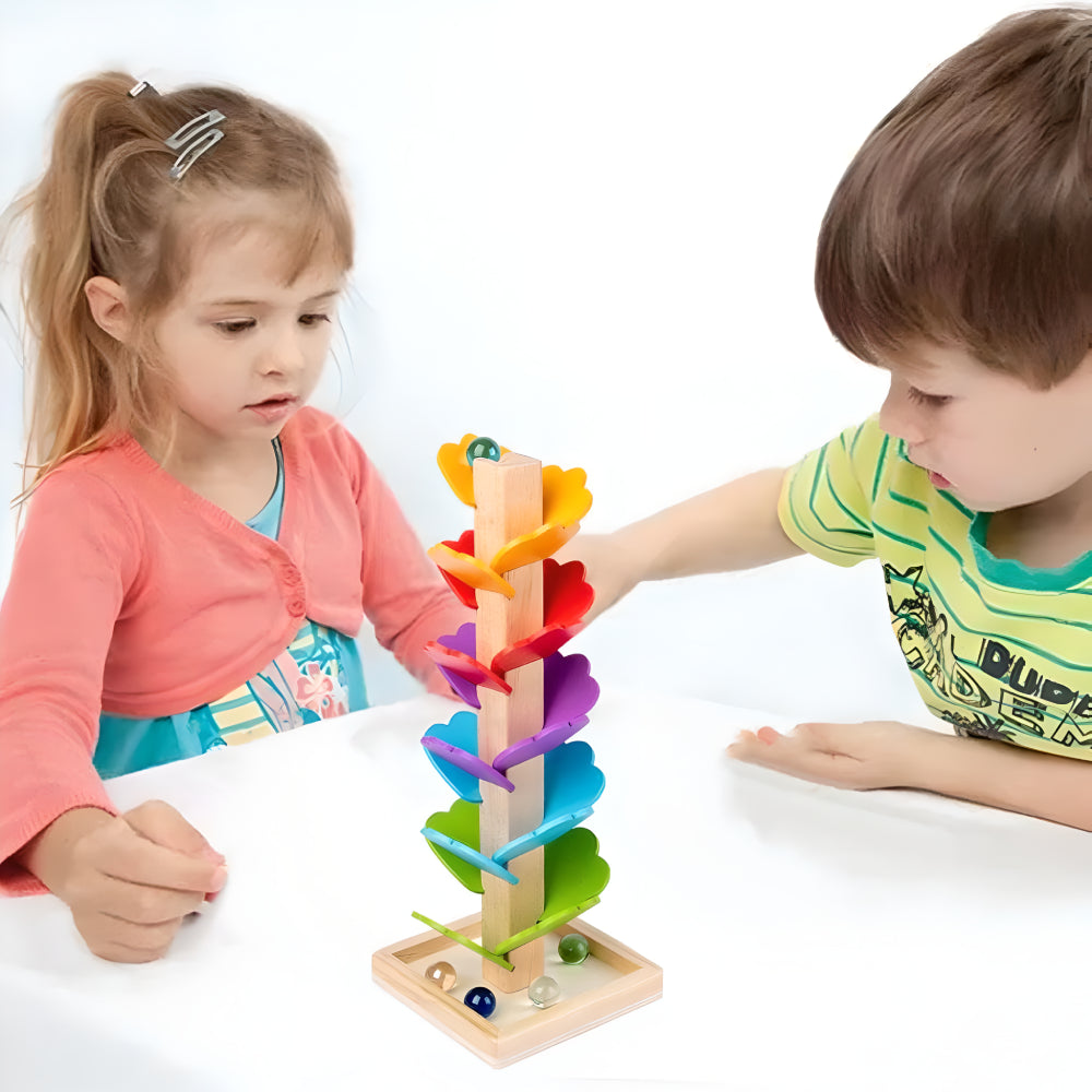 Montessori Wooden Rainbow Tree Ball Track – Musical Instruments Toy