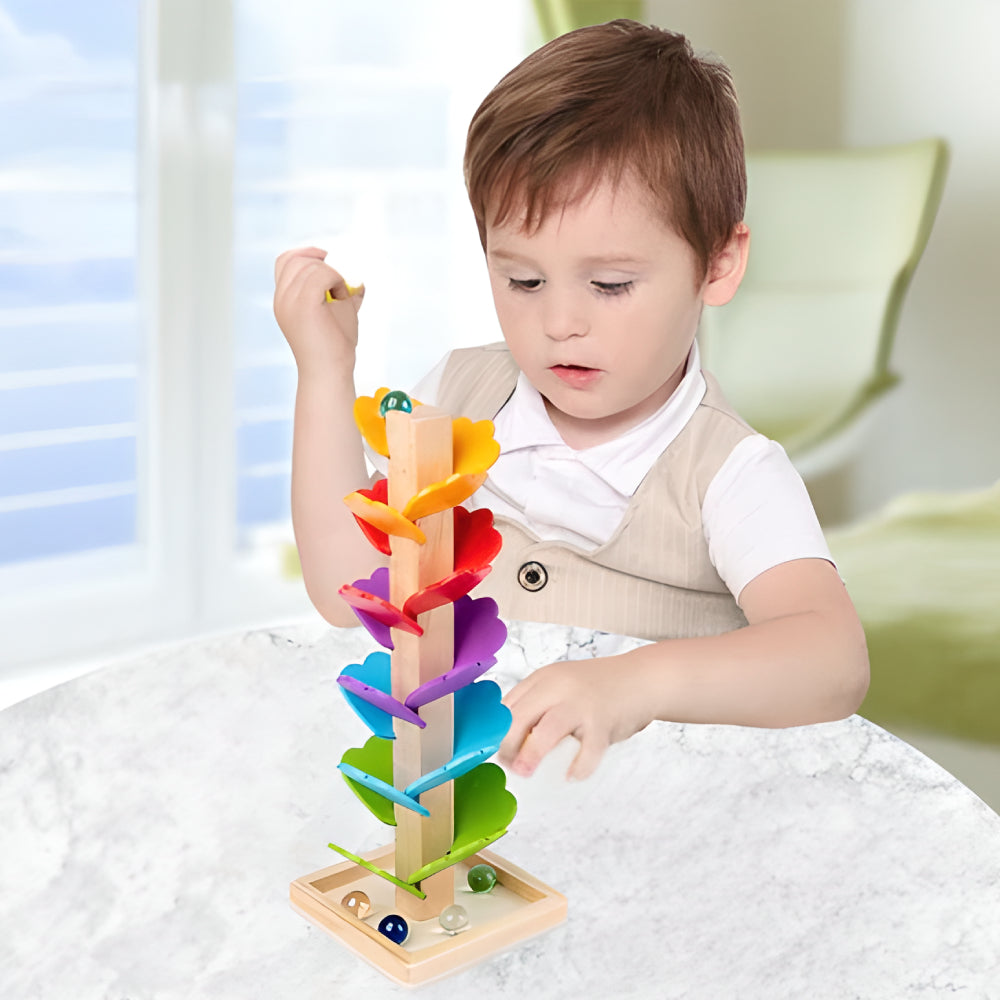 Montessori Wooden Rainbow Tree Ball Track – Musical Instruments Toy