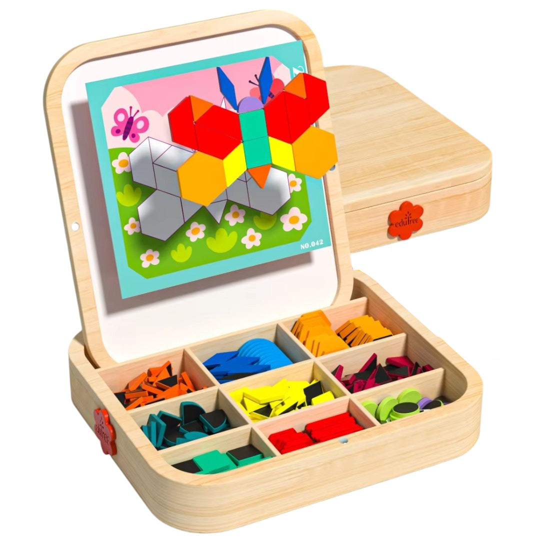 Montessori Magnetic Mosaic in a Wooden Box