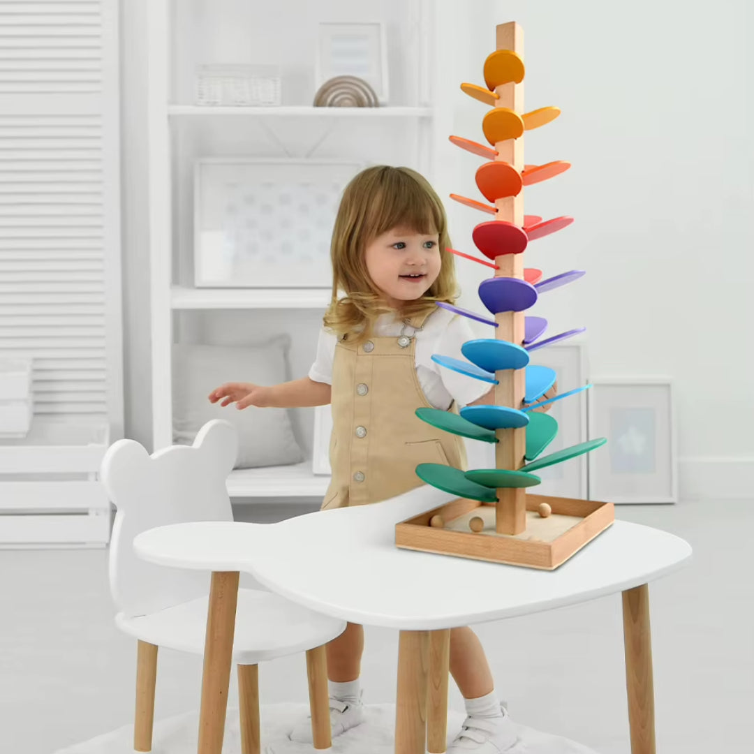 Montessori Wooden Rainbow Tree Ball Track – Musical Instruments Toy