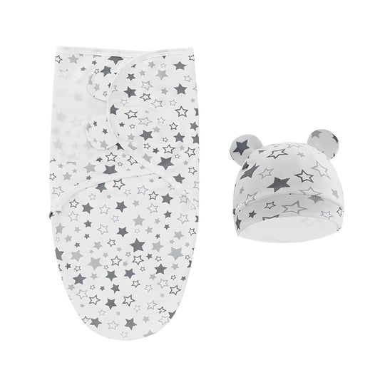 Newborn Swaddle and Hat Set Soft Cotton 0–3 Months