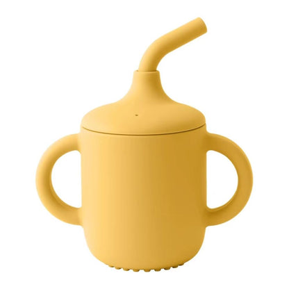 Silicone Baby Sippy Cup with Straw and Handles