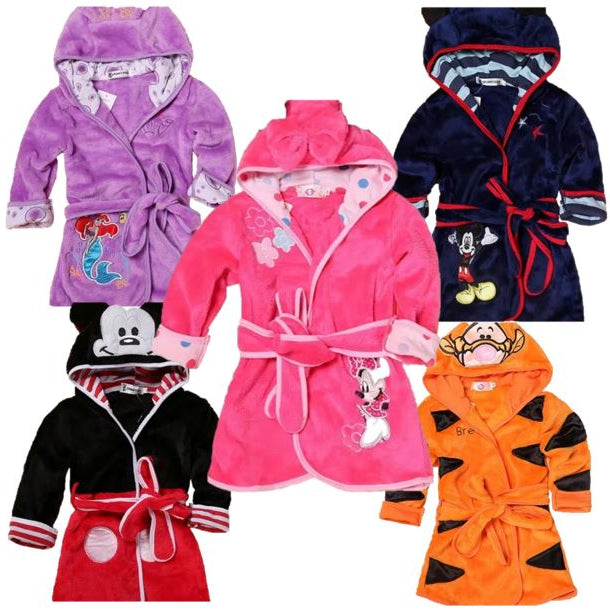Warm Flannel Kids Pajama Robe with Cute Design